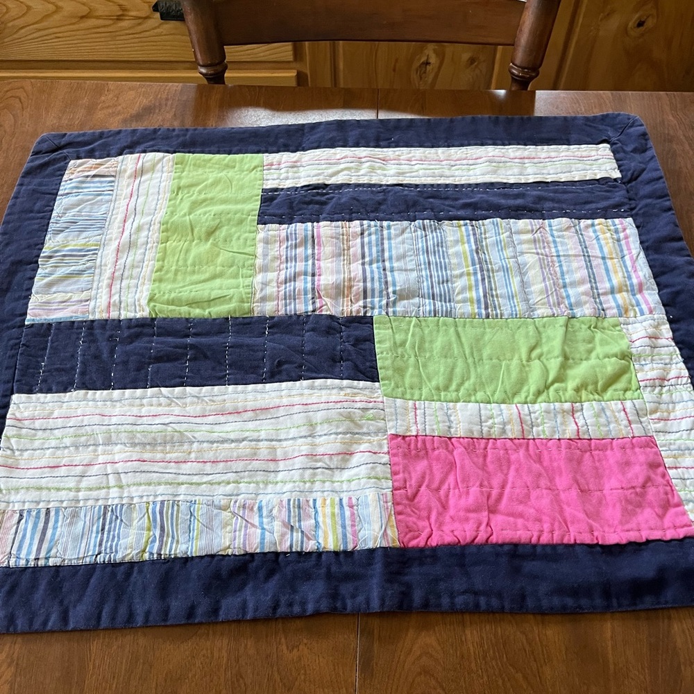 Striped and Solid Patchwork Table Runner